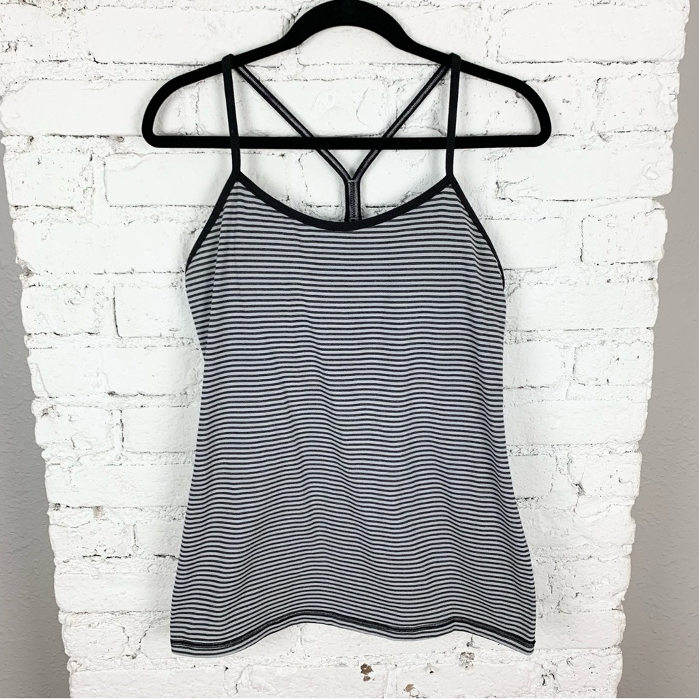 lululemon athletica Navy and White Striped Tank Top